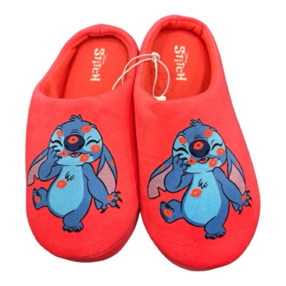Disney Stitch Women’s Red Indoor Slippers NEW 7/8